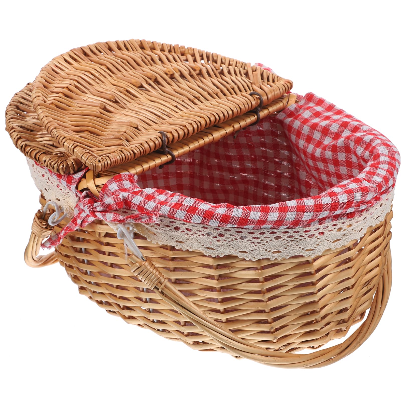 Happyyami Cesta De Picnic Cesta De Almacenamiento De Mimbre Lindas as a Tejida con Asa as con Asas Gran a De Mimbre a a De con Tapa Oval Paño