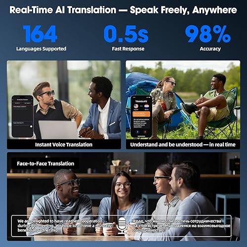 Miniatura 5 de Lentes inteligentes con cámara – Asistente de IA, grabación de video 4K/1080P, traducción en tiempo real de IA, audio de oído abierto y lentes