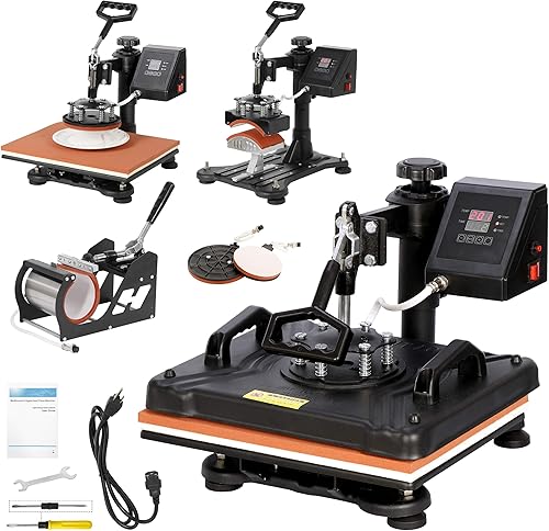 Smartxchoices Máquina de prensa de calor 5 en 1 de 15 x 12 pulgadas, máquina de prensado de camisetas de transferencia de sublimación para