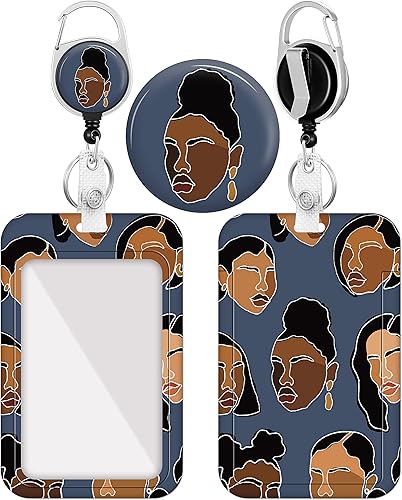 Plifal Portatarjetas con carrete retráctil, etiqueta de identificación artística y estética, clip de identificación de trabajo, resistente protector