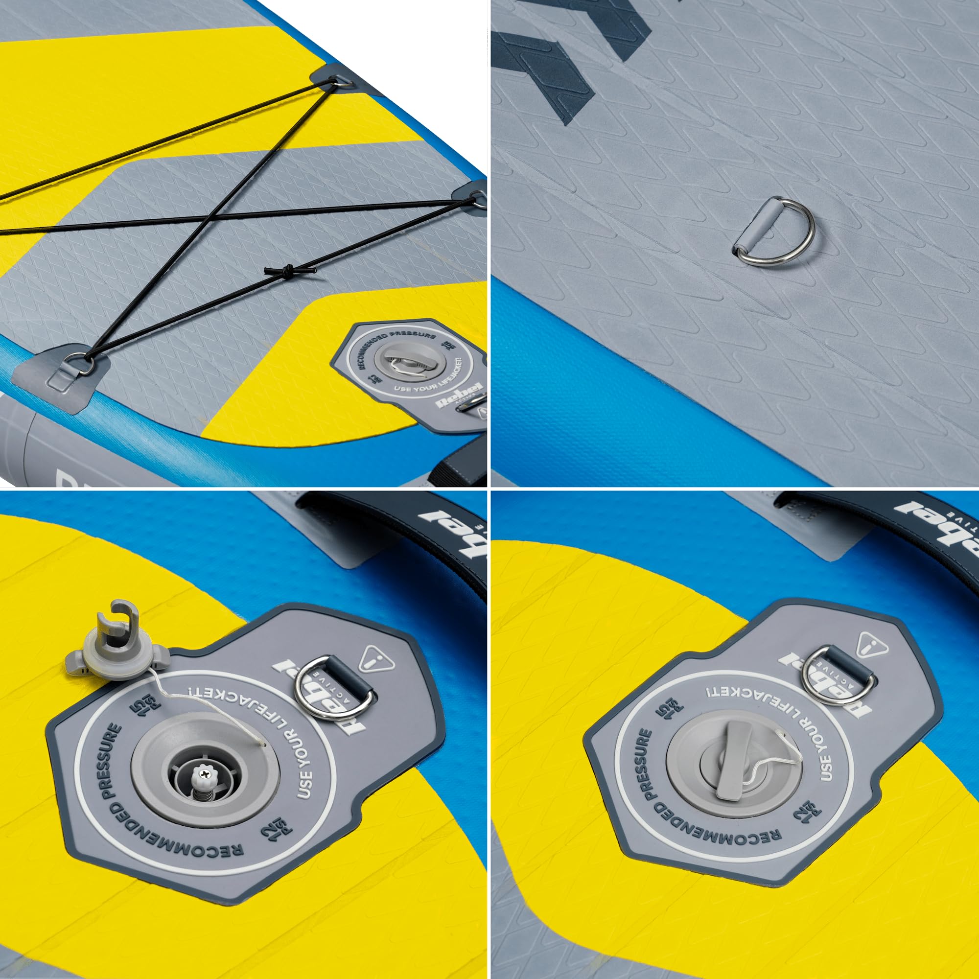 Rebel Brett SUP gepumpt mit Schwimmsitz Drop-Stitch 335 cm Set Paddel Pumpe Rucksack RBA-4507-BL