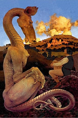 Miniatura 2 de Maxfield Parrish - Lienzo decorativo para pared, diseño de dragón reticente, 16 x 24 pulgadas