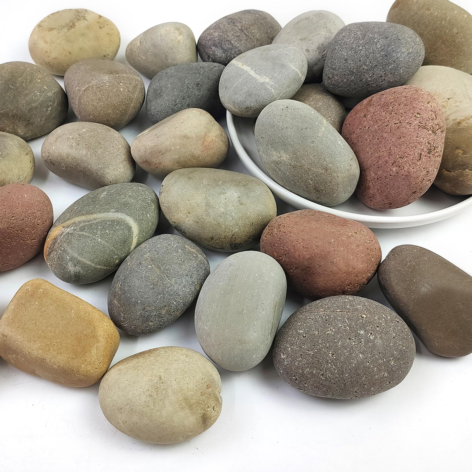 SHIZWU Pebbles, 40-60mm 9.1kg Decorative Stones for Plant Pots, Fish Tank, Driveway and Landscaping (Mixed)