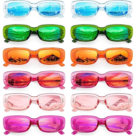 Hip Retro Style Mirrored Rectangle Bulk Sunglasses