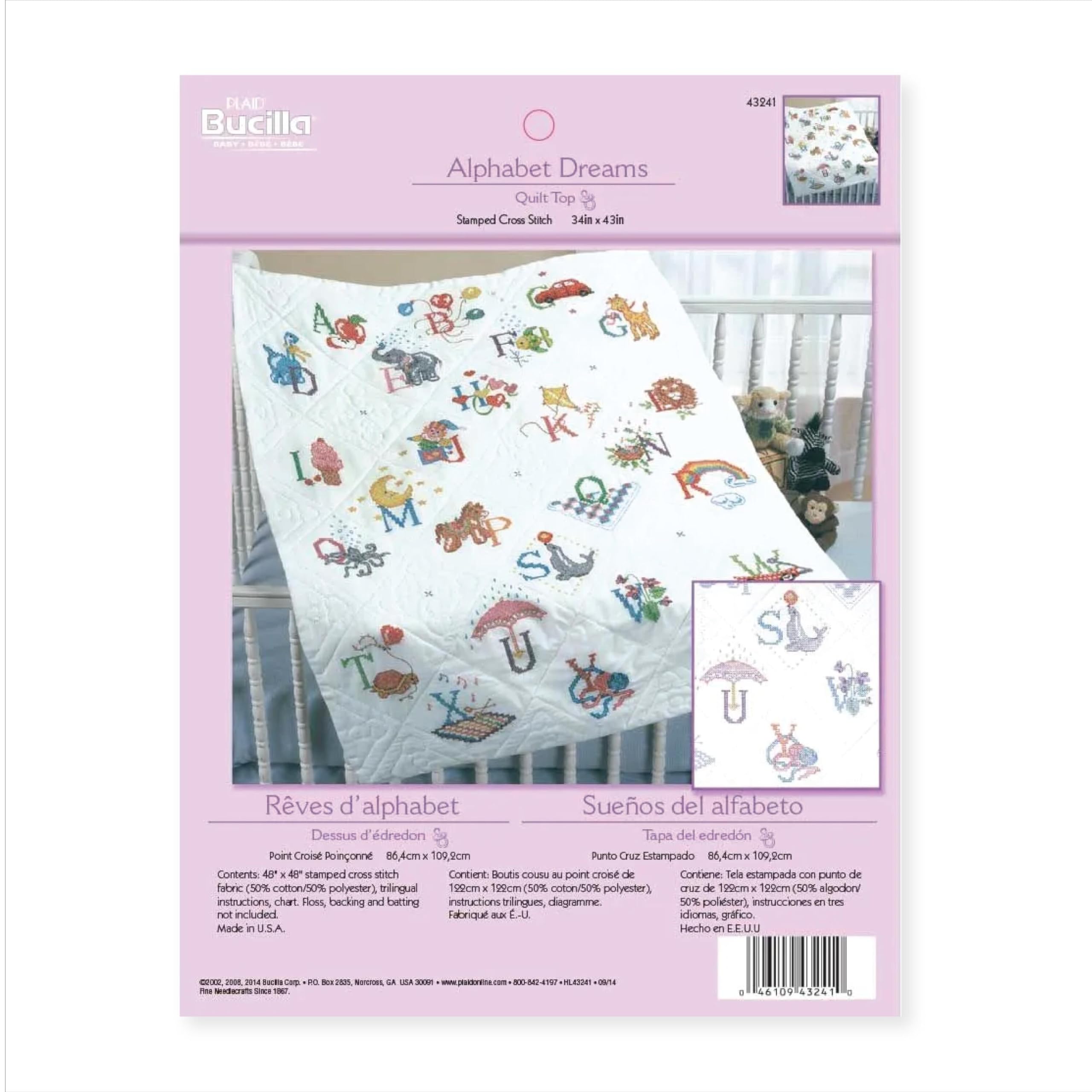 chabiii ⸜❤︎⸝ Amazon.com: Bucilla Stamped Cross Stitch Baby Quilt Top, 34