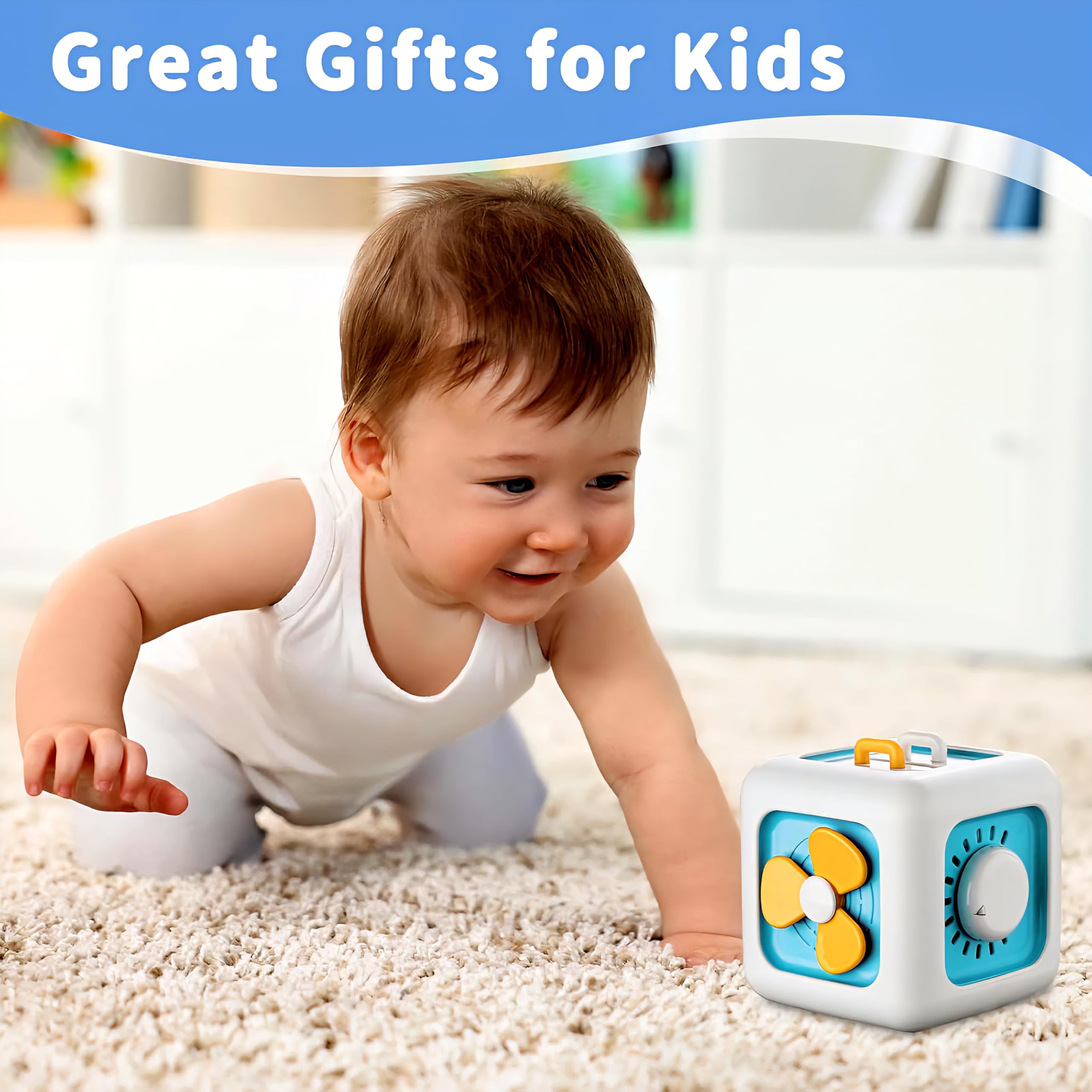 Montessori Baby Sensory Toy - 6-in-1 Activity Cube -4 Montessori Baby Sensory Toy - 6-in-1 Activity Cube -4