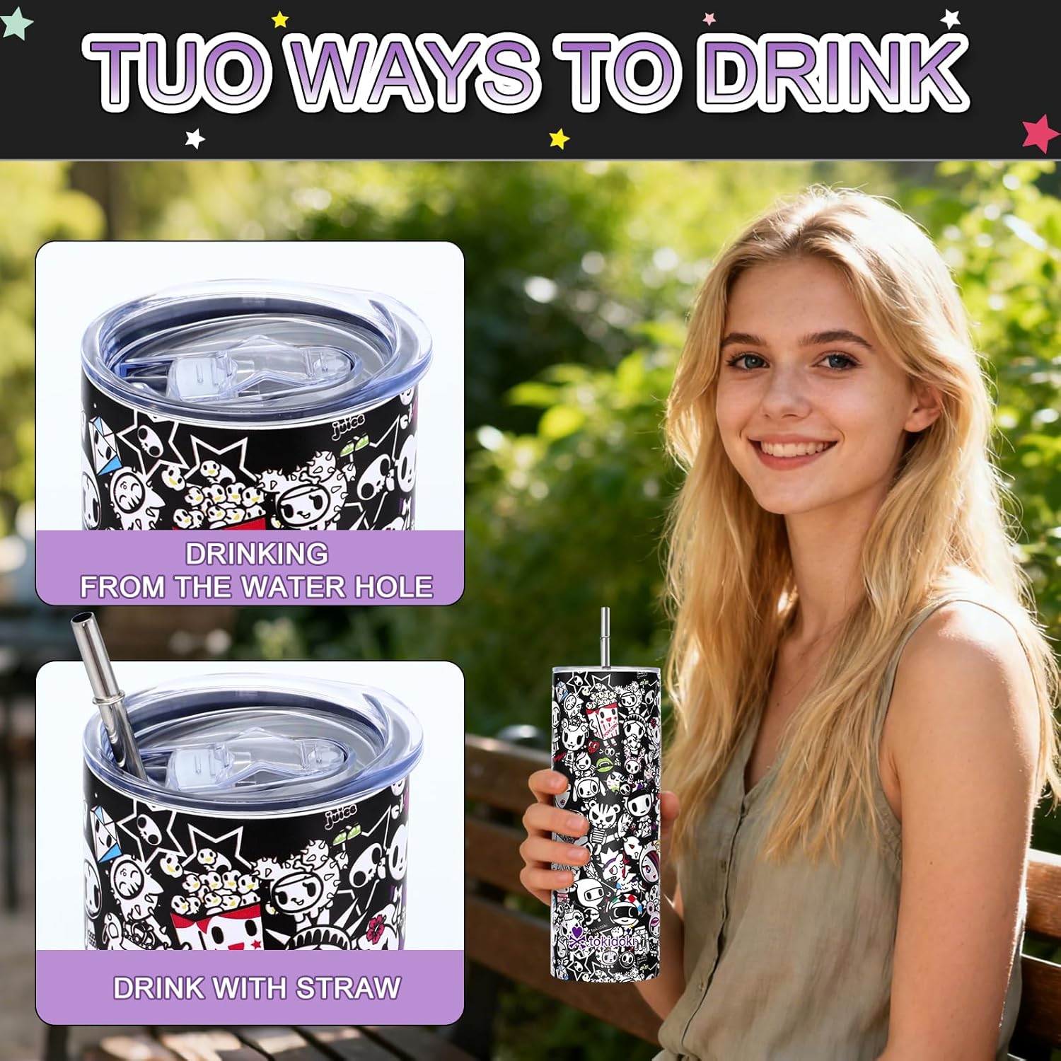 Tokidoki Official Insulated Tumblers, 20oz Bottle Insulated Stainless Steel Water Bottle with Straw Vacuum Sealed Tumbler, Thermal Cup for Hot & Cold Drinks, Cute Unicorno Design - Image 7