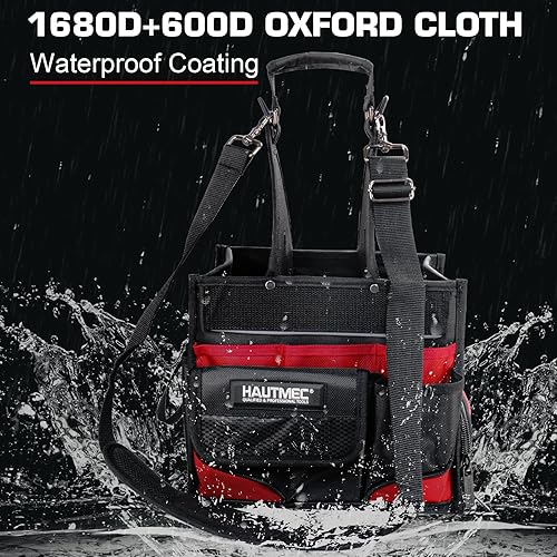 Miniatura 5 de HAUTMEC Bolsa de herramientas para electricista con bandeja de piezas, bolsa de herramientas HVAC resistente al agua, bolsa de herramientas superior