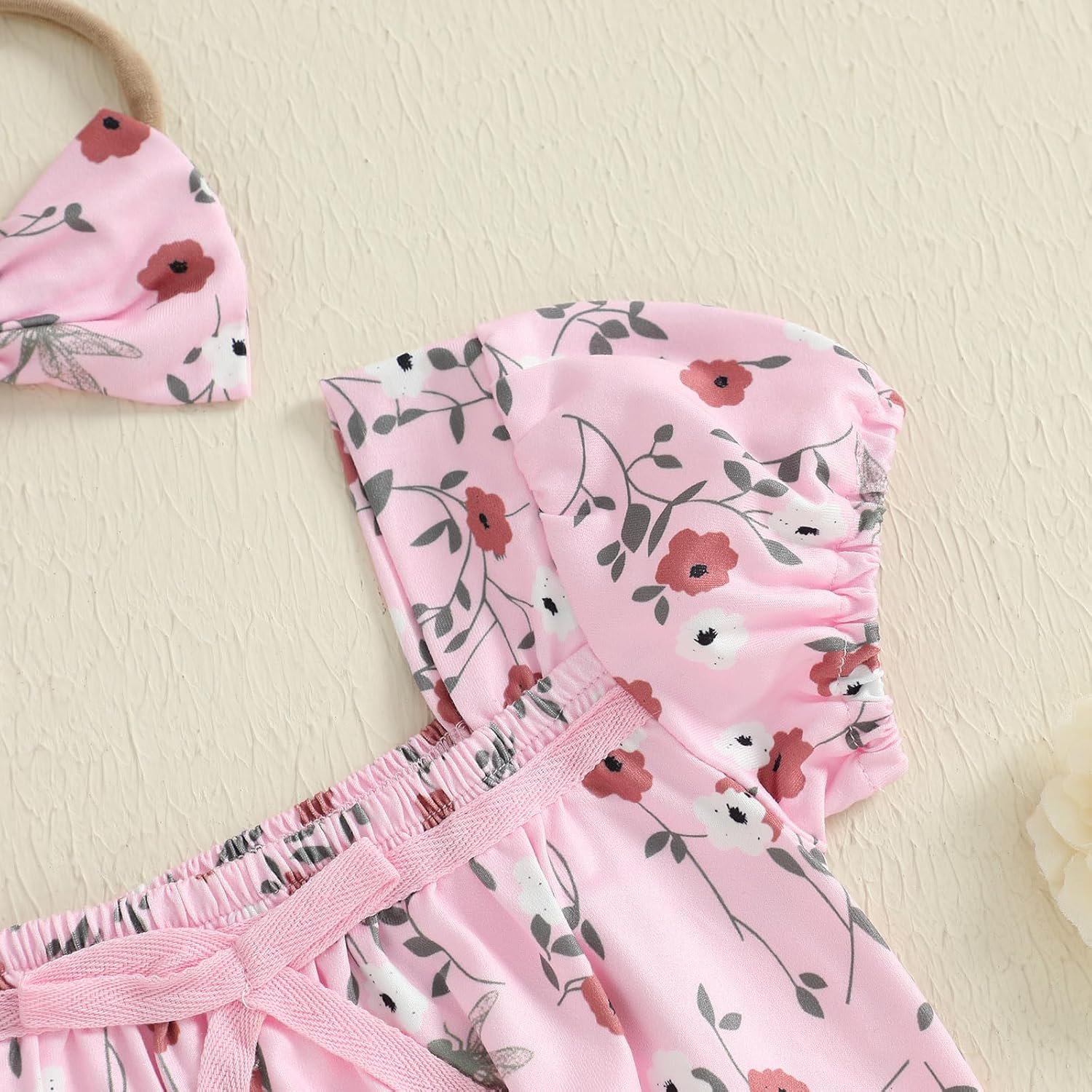 Newborn Baby Girl Summer Clothes Floral Short Sleeve Smocked Bubble Rmper Jumpsuit Bodysuit Boho One Piece Clothes - Image 8