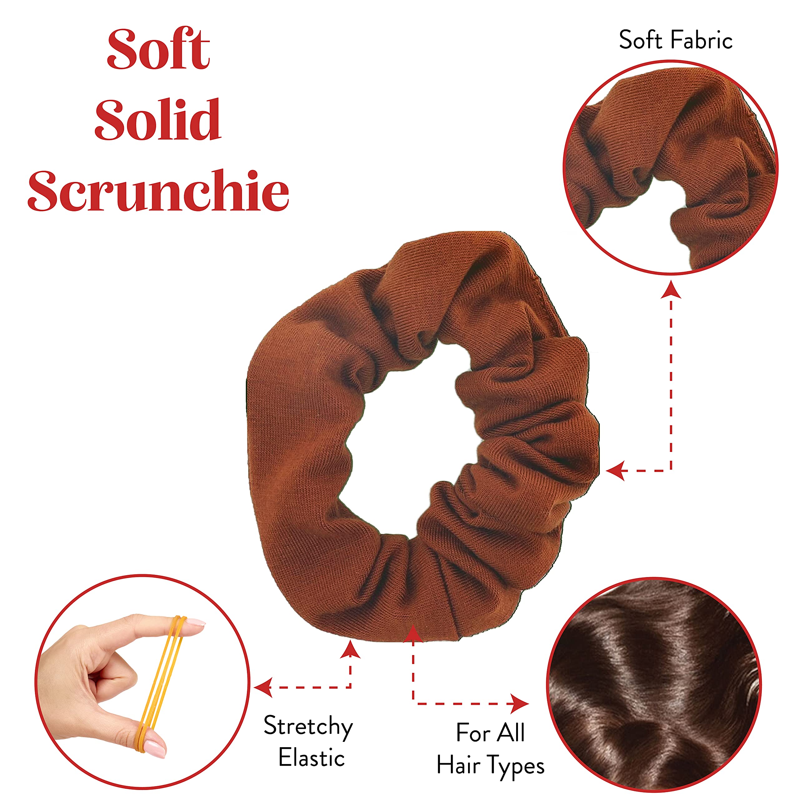 Paquete de 12 coleteros sólidos para el cabello (camello)