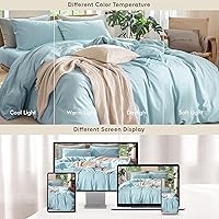 Vista 187 de MooMee Juego de funda de edredón 100% algodón lavado con textura tipo lino, transpirable, duradero, suave y cómodo