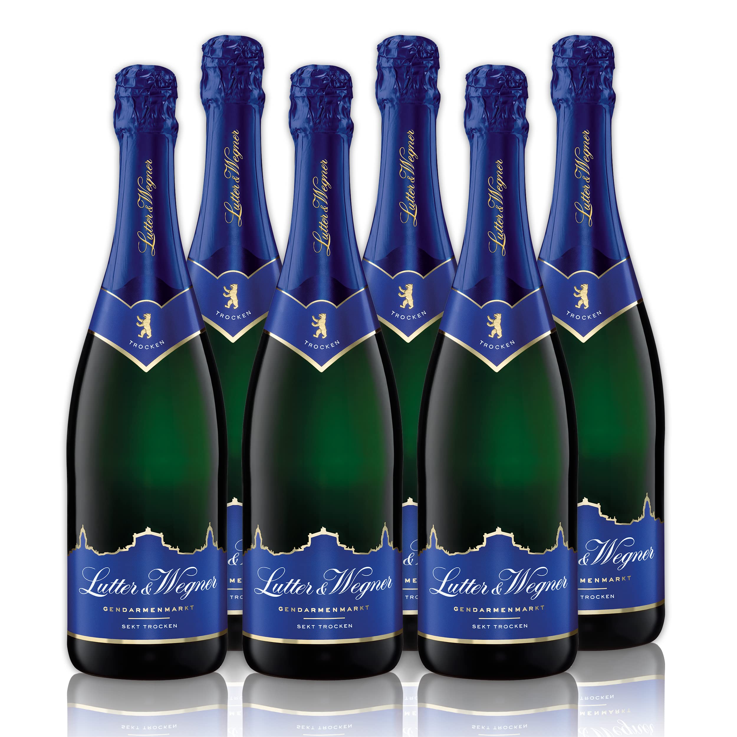 Lutter & Wegner Gendarmenmarkt Sekt Trocken (6 x 0,75 l) – Berliner Lebensgefühl, feinperlig, fruchtig, samtig – Sekt für besondere Momente und gesellige Anlässe