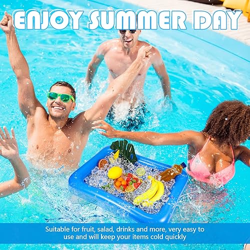 Miniatura 5 de Enfriador inflable de 8 piezas para servir hielo, bar, bebidas, bufé, ensalada, bandeja flotante para piscina, picnic, barbacoa, interior y