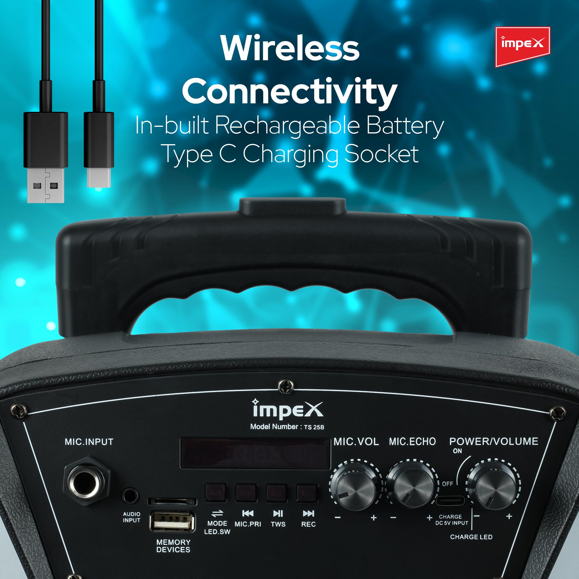 Party Speaker Impex Bluetooth Speaker With Mic IMPEX Party Speaker