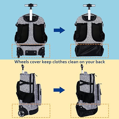 Miniatura 6 de seastig Mochila con ruedas de 18 pulgadas, mochila con ruedas, mochila para computadora portátil, mochila para adultos, niños, viaje escolar,