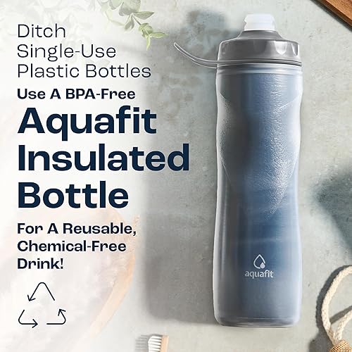 Miniatura 6 de AQUAFIT Botella de agua con aislamiento - Botella de agua deportiva a prueba de fugas de 20 oz con tapa para morder, botella de agua para bicicleta,