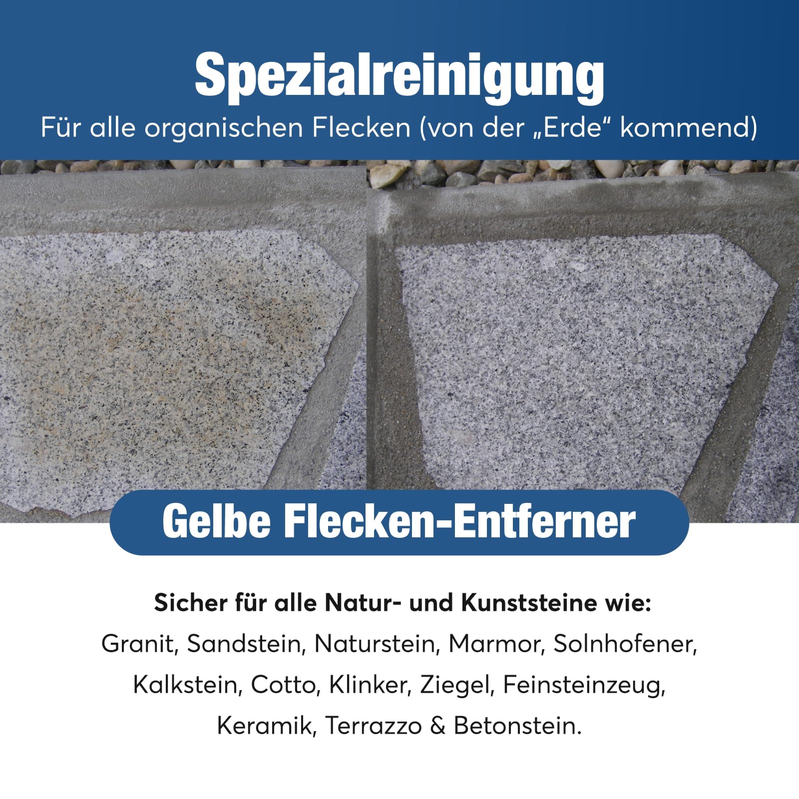 Finalit Nr. 4 Gelbe Flecken Entferner (sauer) | 1x 1L | Effektive Beseitigung von Flecken von Holz, Blätter, Gras, Beeren, Karton uvm. | Für alle Natur- und Kunststeine geeignet