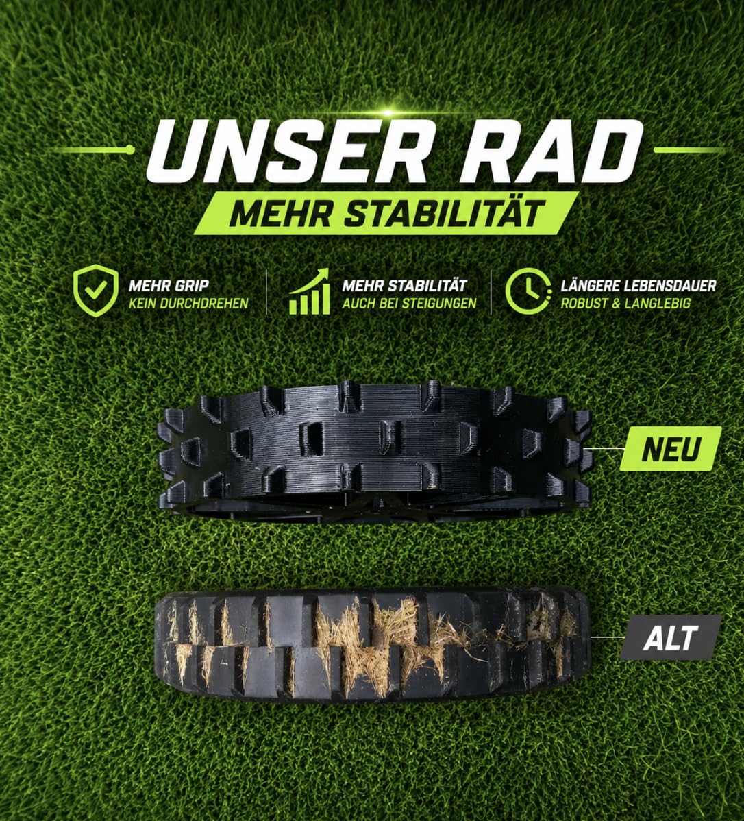 2er Set Antriebsrad Rad Gardena R38Li R40Li R50Li R70Li R80Li mit OFFROAD PROFIL