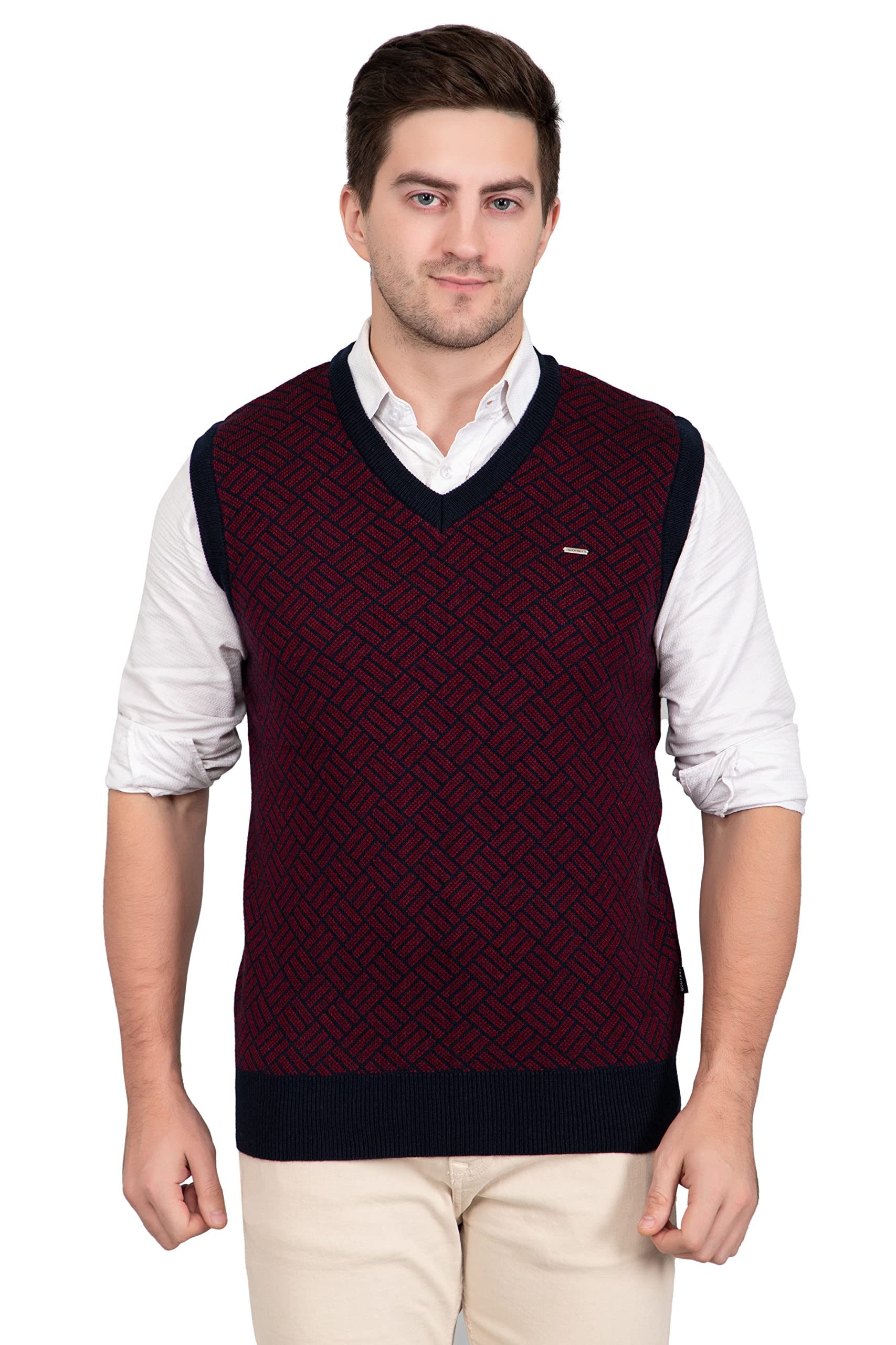 godfrey Men V-Neck Woolen Sleeveless Half Sweater for Winter-picture-53