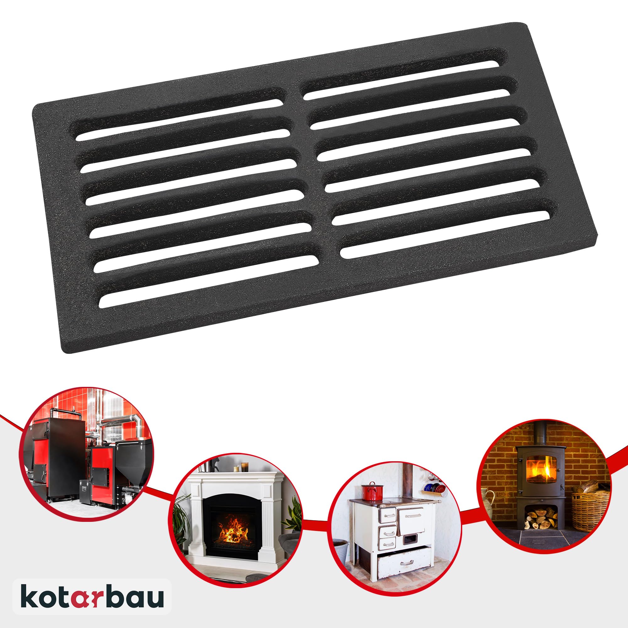 KOTARBAU Kaminrost 30,7 x 15 cm Kaminofen Ascherost Tafelrost Rost Ofengitter Kamin Ersatzteile Zubehör Gussrost Ofenrost Grillkamin Eckig Eckrost