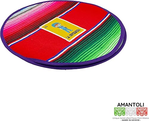 Miniatura 2 de Bolsa calentadora de tortilla serape de lotería mexicana  Zarape De Saltillo Original  Tortillero hecho a mano  Microwable para maíz y tortilla de