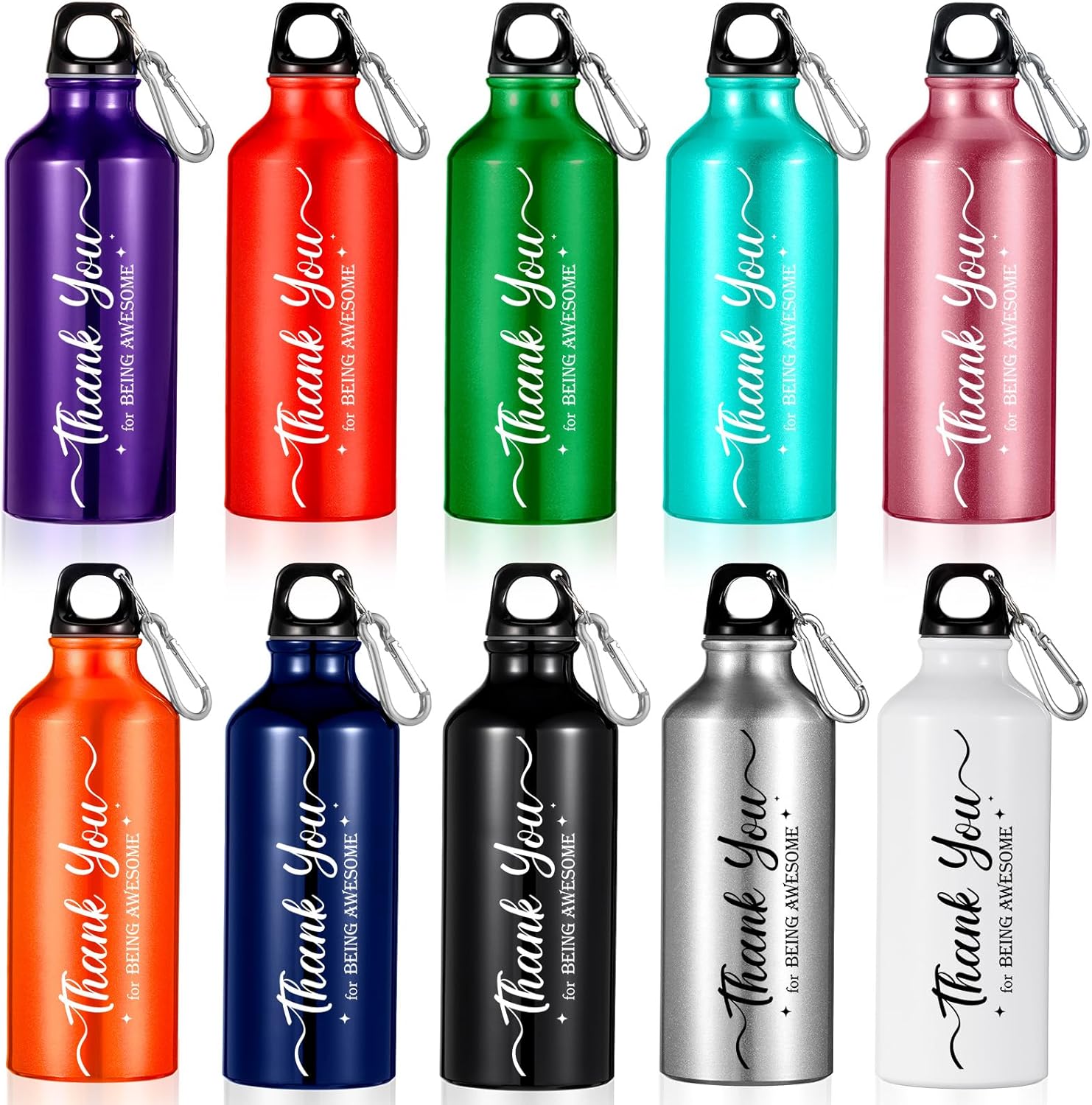 Zhehao 10 Pcs Employee Appreciation Gifts for Christmas Thank You Water Bottle Gifts for Staff Coworker Lightweight Reusable Leakproof Sports Water Bottle(20 oz)