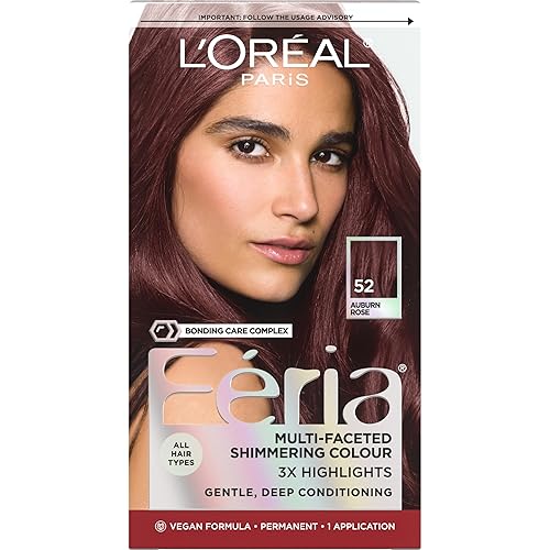 L'Oreal Paris Feria - Tinte permanente multifacético brillante para el cabello, tinte de alta intensidad para reflejos 3X, rosa caoba 52, 1 kit de