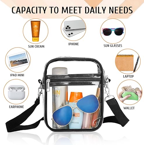 Miniatura 3 de Bolso cruzado transparente Bolsa deportiva de concierto aprobada por estadios para mujer con correa ajustable