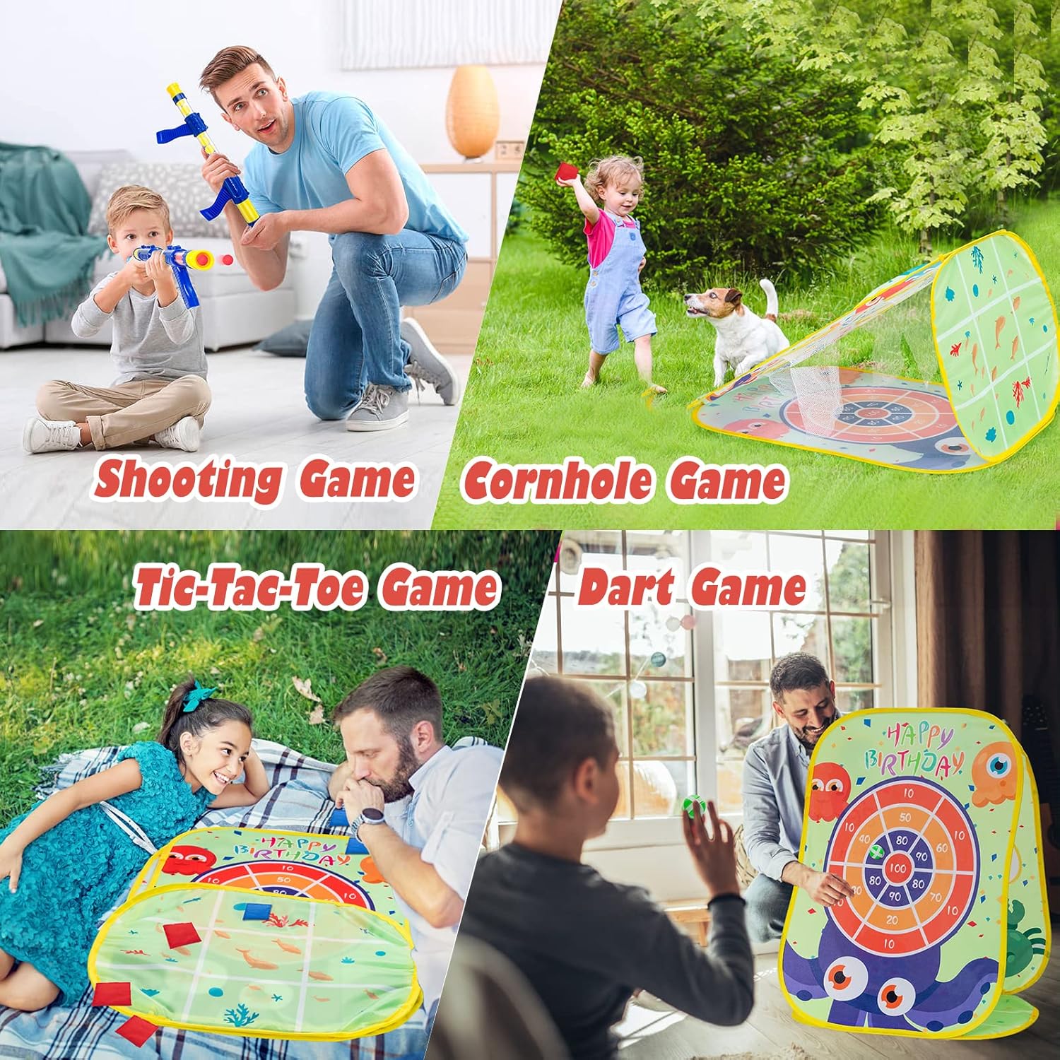 Tismell 3 in 1 Bean Bag Toss Game Set for Boy Girl Indoor Outdoor Game Cornhole Toy for Kids 3 4 5 6 7 8 9+ Shooting Game Toy for Birthday Christmas Halloween New Year Party Easter Gift : Toys & Games