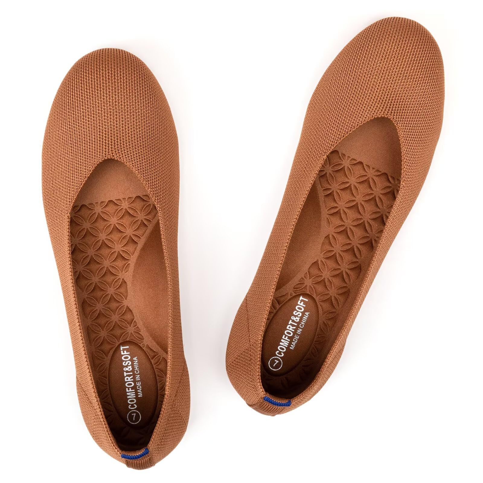 Frank Mully Women's Ballet Flats Round Toe Walking Flats Slip On Work Shoes Knitted Flats Shoes for Woman Soft Lightweight