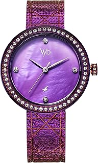 Fastrack Vyb Quartz Analog Purple MOP Dial Dark Purple Mesh Strap Watch for Women-FV60056QM01W