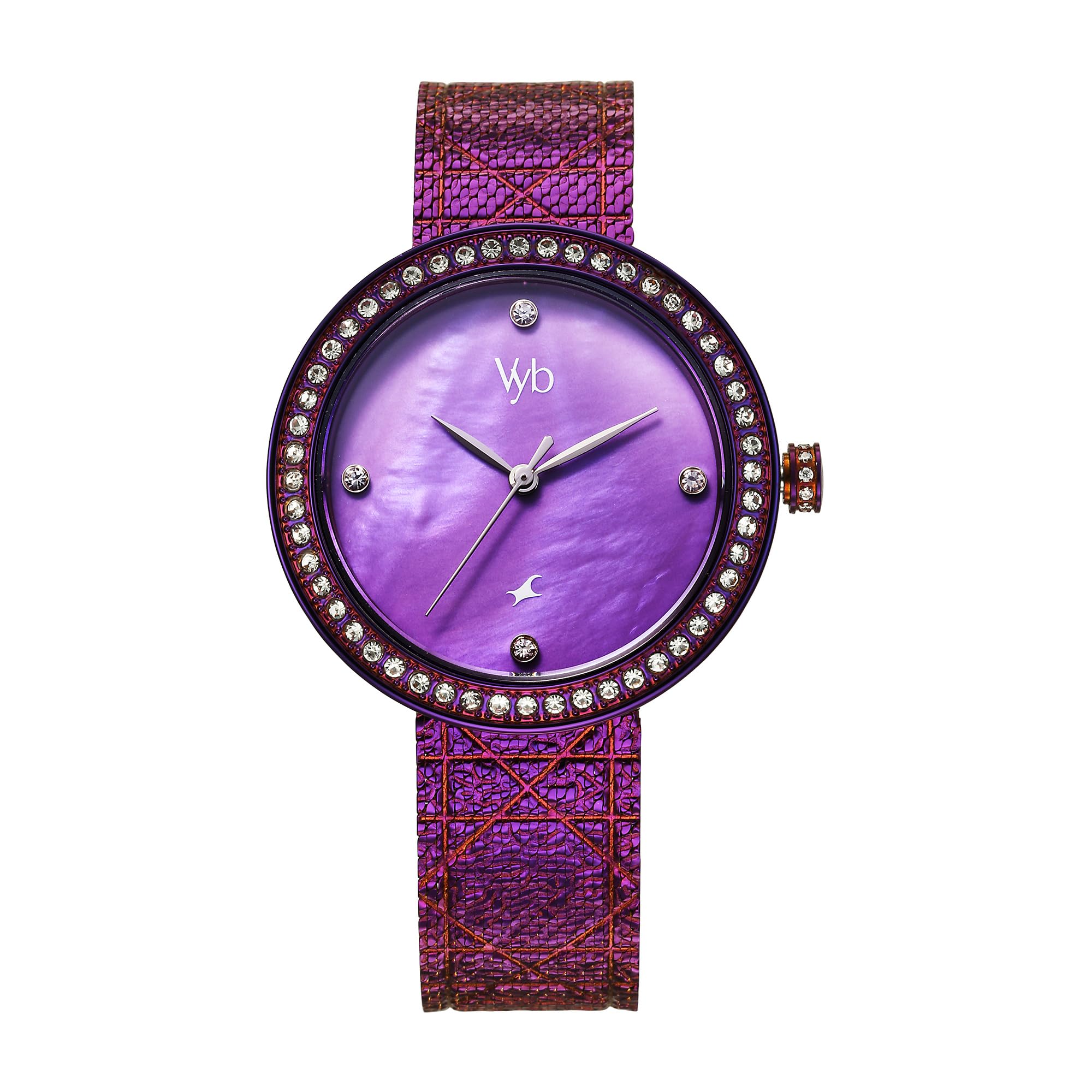 Fastrack Vyb Quartz Analog Purple MOP Dial Dark Purple Mesh Strap Watch for Women-FV60056QM01W-picture-14