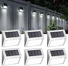 SOLPEX Solar Step Lights, 6 Pack Stair Lights, Outdoor Fence Lighting, Solar Powered Deck Lights Waterproof 4 LEDs for Stairway Patio Porch Pathway Walkway Garden (Cold White)