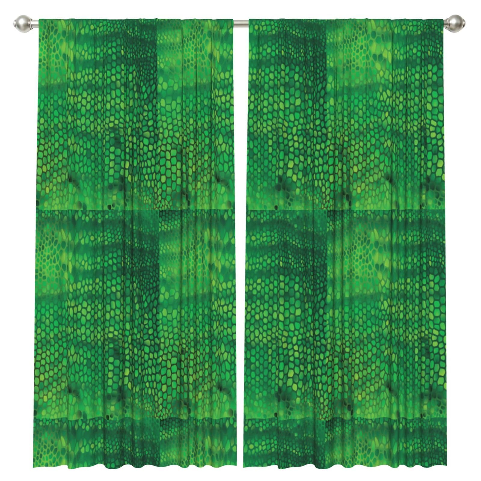 InOmak Snake Skin Green, 2 Panels Window Curtains 52 x 84 Inch Blackout Curtains for Living Room Bedroom