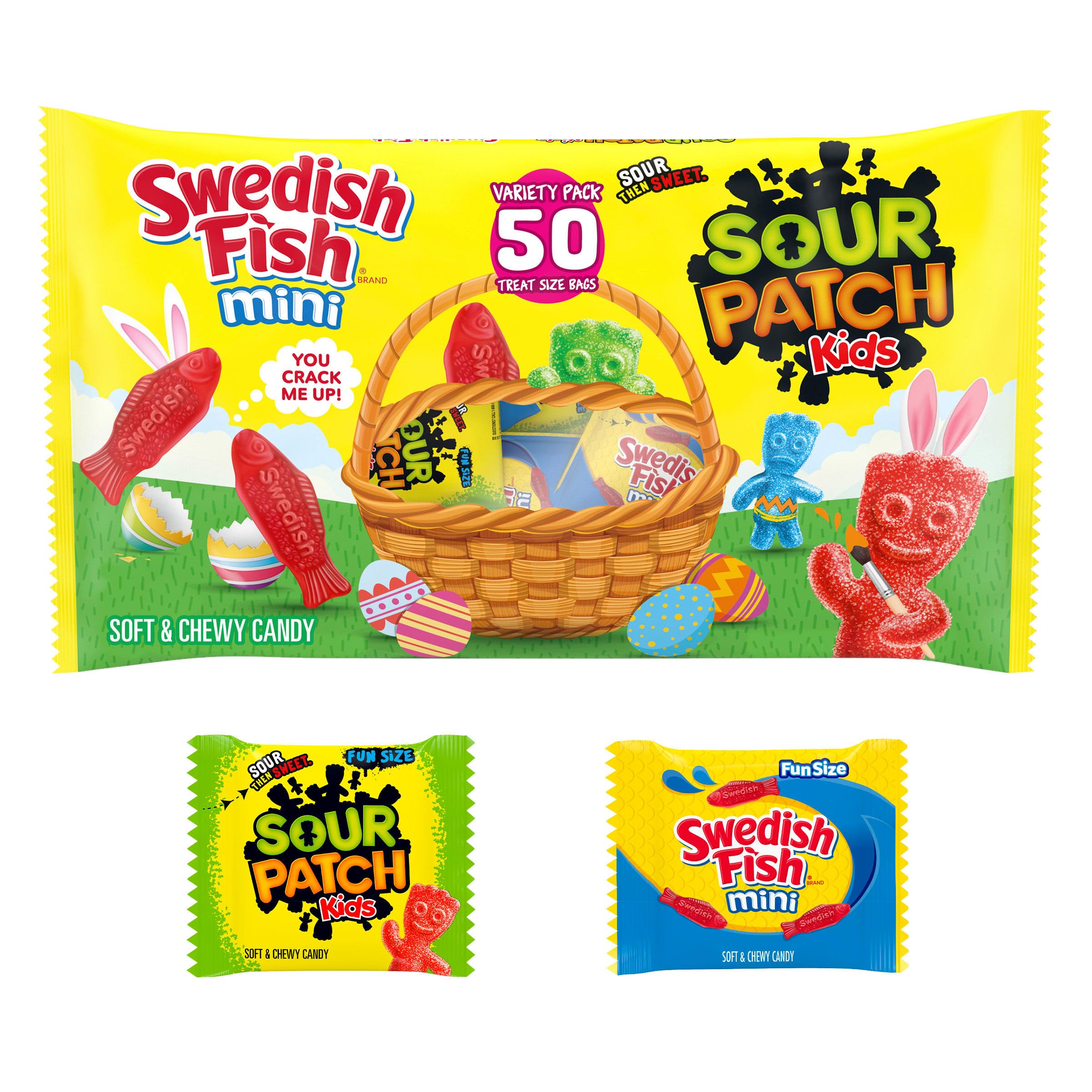 SOUR PATCH KIDS and SWEDISH FISH Mini Soft & Chewy Easter Candy Variety Pack, Bulk Candy, 50 Snack Packs - 3