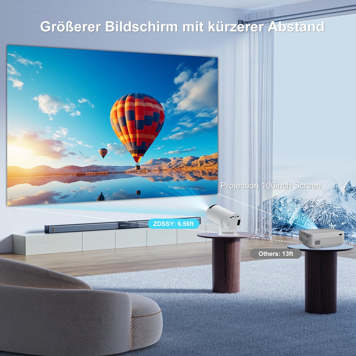 ZDSSY Vidéoprojecteur 4K,Mini Projecteur Compatible 1080p,avec Wi-FI 6 et BT 5.2,Videoprojecteur Autofocus et Correction Trapézoïdale,Projecteur Video pour Android/iPhone/PC/Mac/Switch/PS5,Blanc