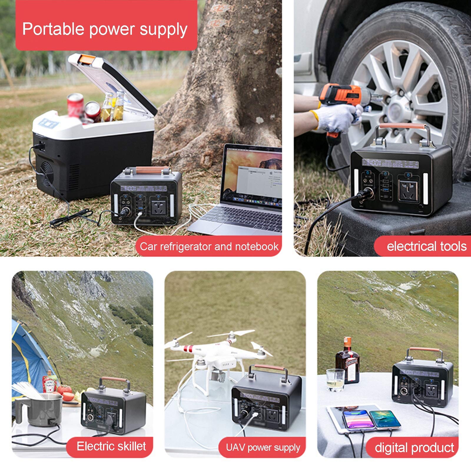 135200mAh Générateur Portable Batterie Rechargeable au Lithium Générateur, 12V Voiture, Sortie USB Hors réseau d'alimentation pour la Sauvegarde Camping Urgence