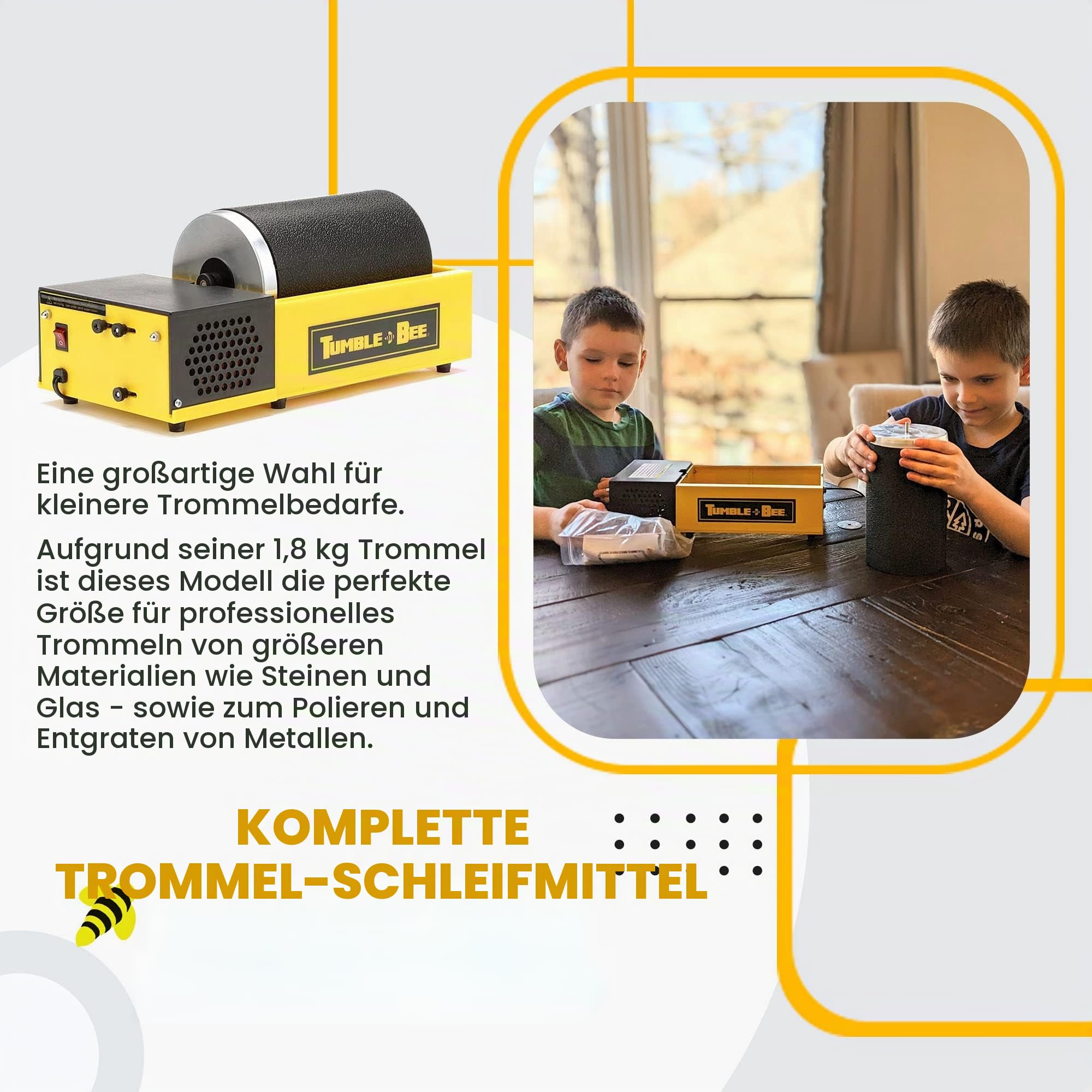 Tumble-Bee Rock Tumbler – großer Drehbarer Stein-Vibrationsbecher für Erwachsene und Kinder – 1 x 4 LB Barrel