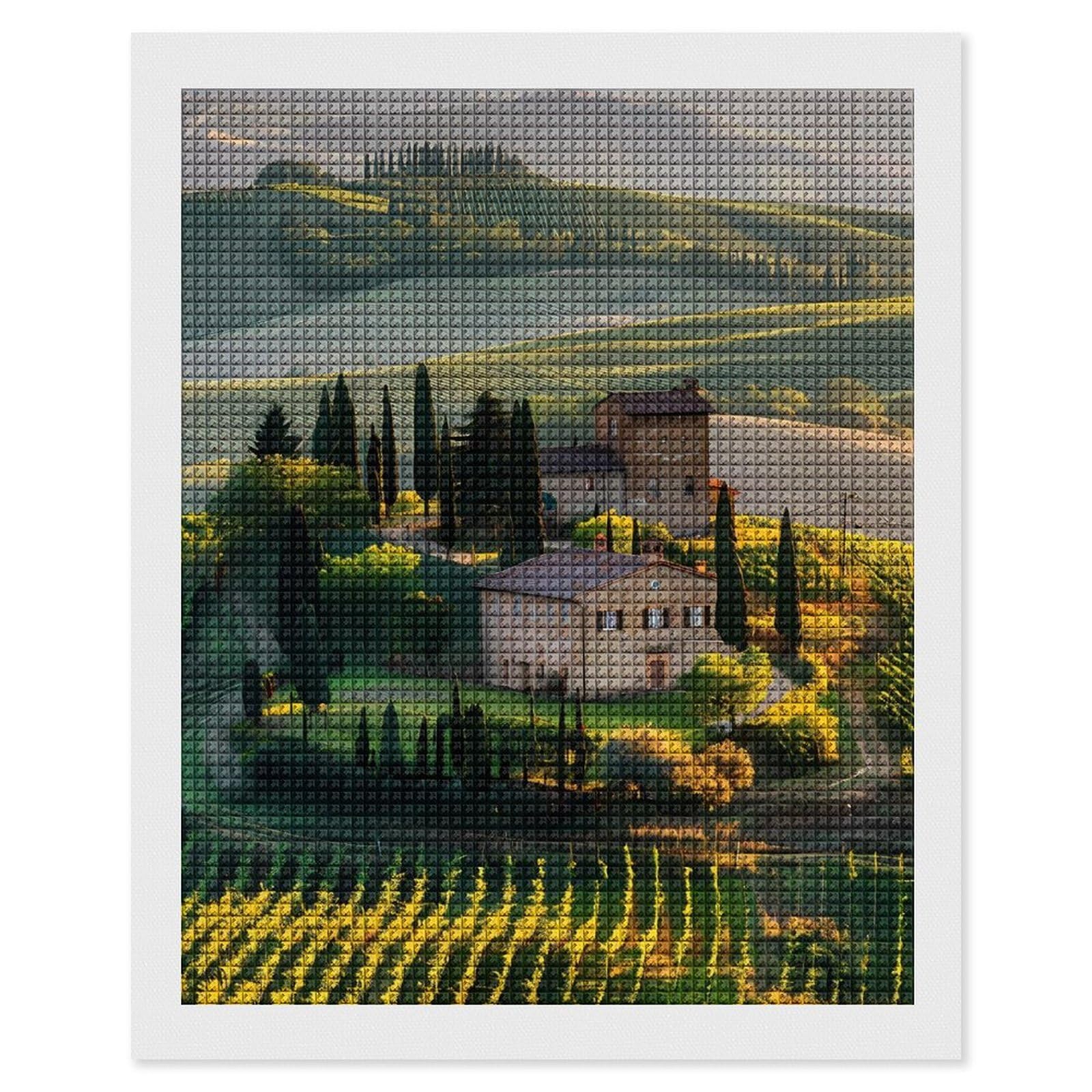 Tuscany Vineyard Diamond Art Painting Kits Square Full Drill Diamond Art Painting DIY Diamond Dot Arts Crafts 16"x20"