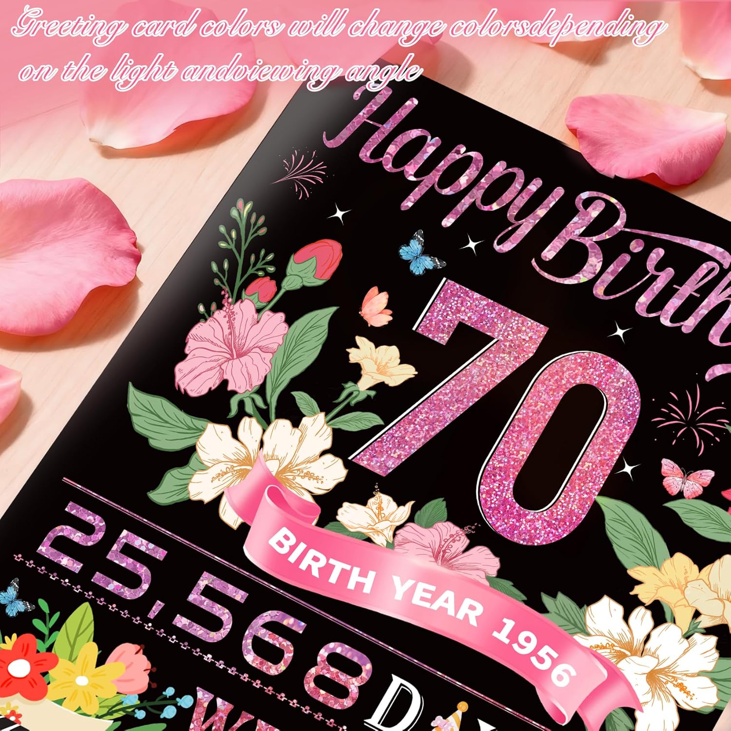 70th Birthday Card for Women,Jumbo Pop Up 70th Birthday Cards for Her Friend,Back In 1956 Happy 70 Year Old Birthday Decorations for Wife Daughter Mom Funny Birthday Gifts,Rose Gold - Image 7