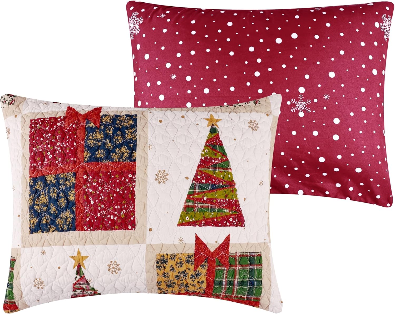 Greenland Home Fashions Deck The Halls Novelty Holiday Quilted Pillow Sham, Standard, Red