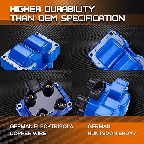 Miniatura 2 de ENA Paquete de bobina de encendido azul compatible con Ford Lincoln Mazda Mercury F150 F250 Contour E-150 Escort Explorer Mustang Ranger Town Car