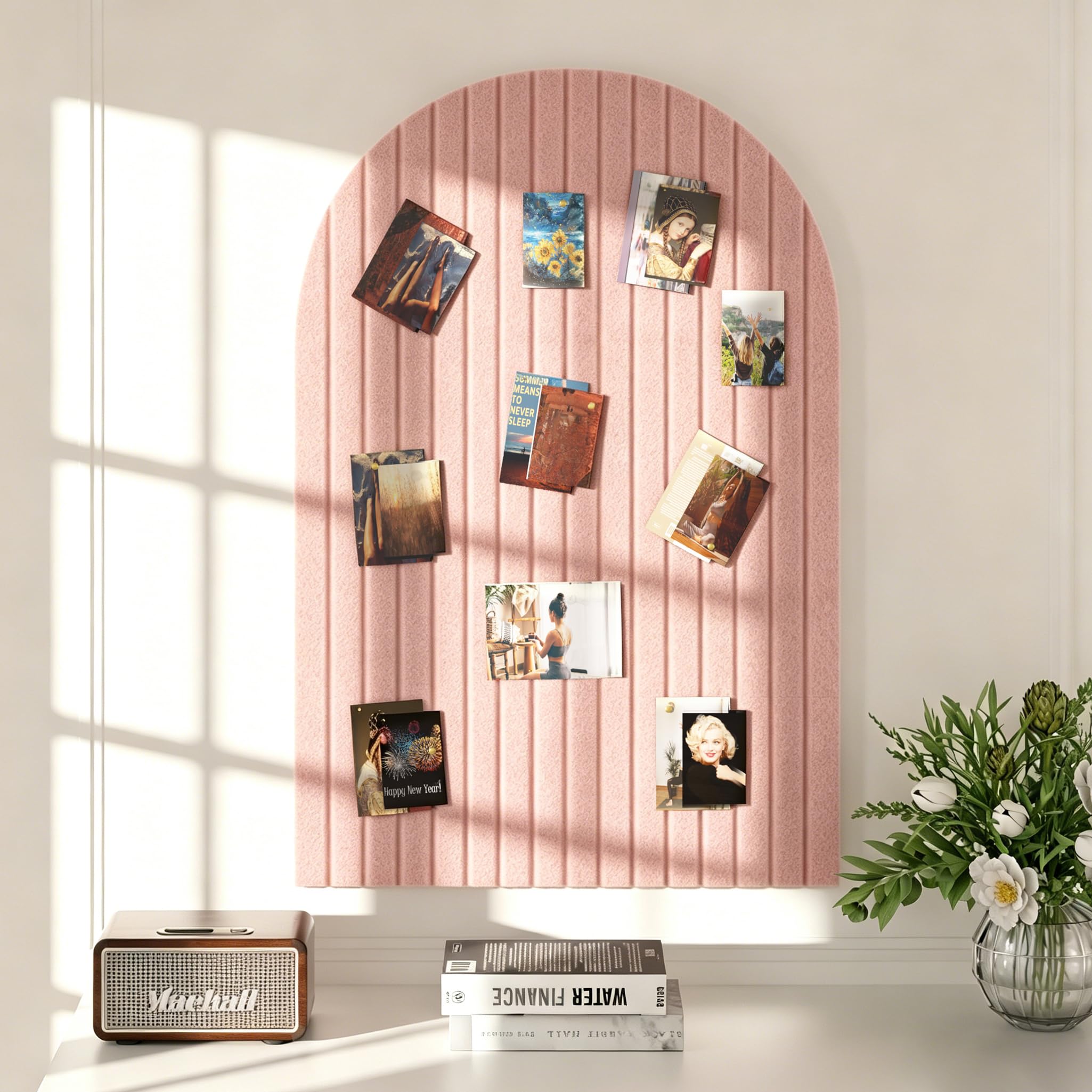 Filz Pinnwand, 88,9 cm x 61 cm Korktafel Alternative, dekorative Filz-Pinnwand mit 30 Pinnnadeln, Vision Board für Büro, Schlafzimmer, Zuhause, Wanddekoration, Foto-Display (Rosa)