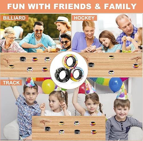 Miniatura 7 de MBOUTrising Juego de 12 anillos magnéticos giratorios para ansiedad, anillos magnéticos de dedos de camuflaje de graffiti, alivio del estrés y TDAH,