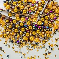 Vista 35 de 60g de perlas blancas de parte trasera plana con diamantes de imitación para manualidades, tamaño mixto de 3mm-10mm, color AB, redondas, mitad