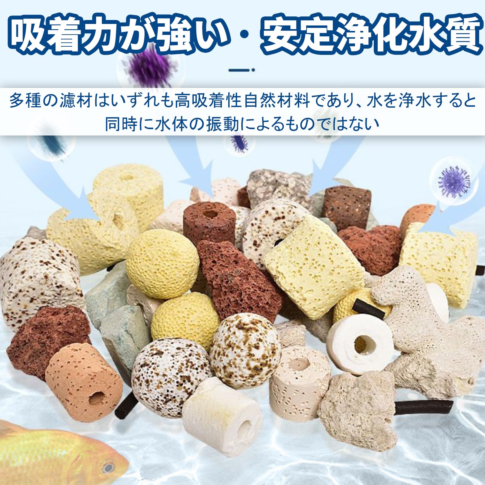 Amazon | ろ過材 水槽用 ろ材 観賞魚 濾過材料 15in1 濾過材 水族館