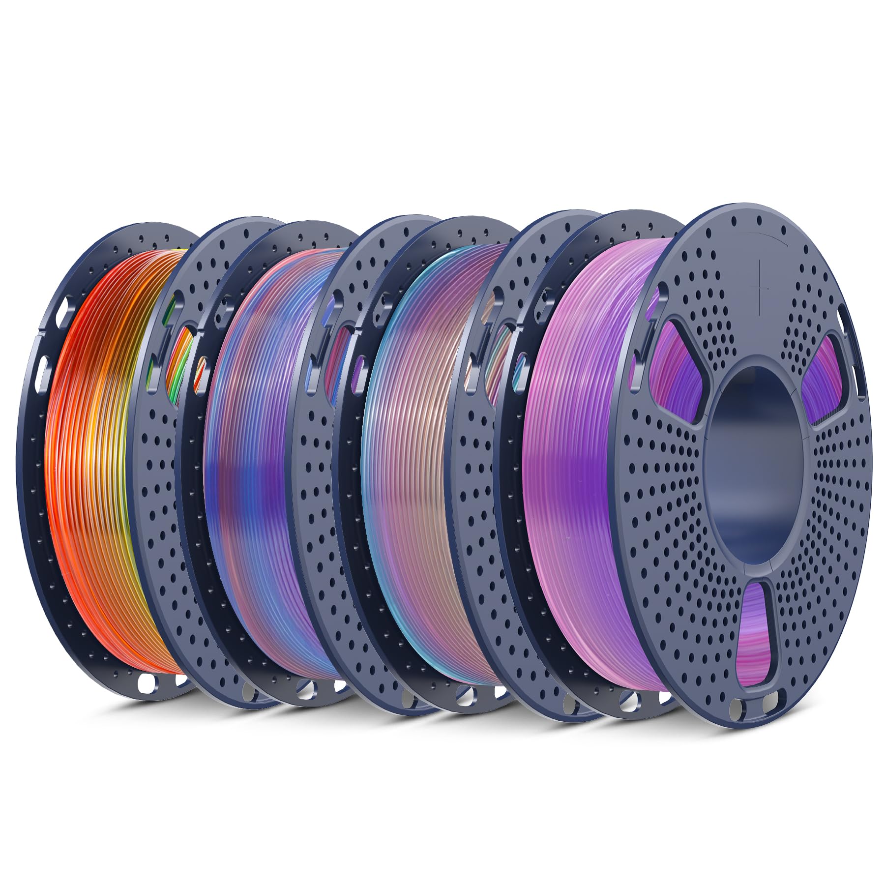 SUNLU 0.25KG Transparent Rainbow PLA Filament Bundle,1kg in Total