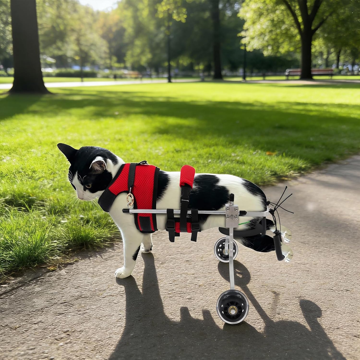 Cat Wheelchair Adjustable Small Dog Wheelchair 2 Wheels Pet Lightweight Cat Barrier Wheels for Rehabilitation Aid for The Back Legs of Aging, Disabled, Injured, Arthritis, Weak Pets