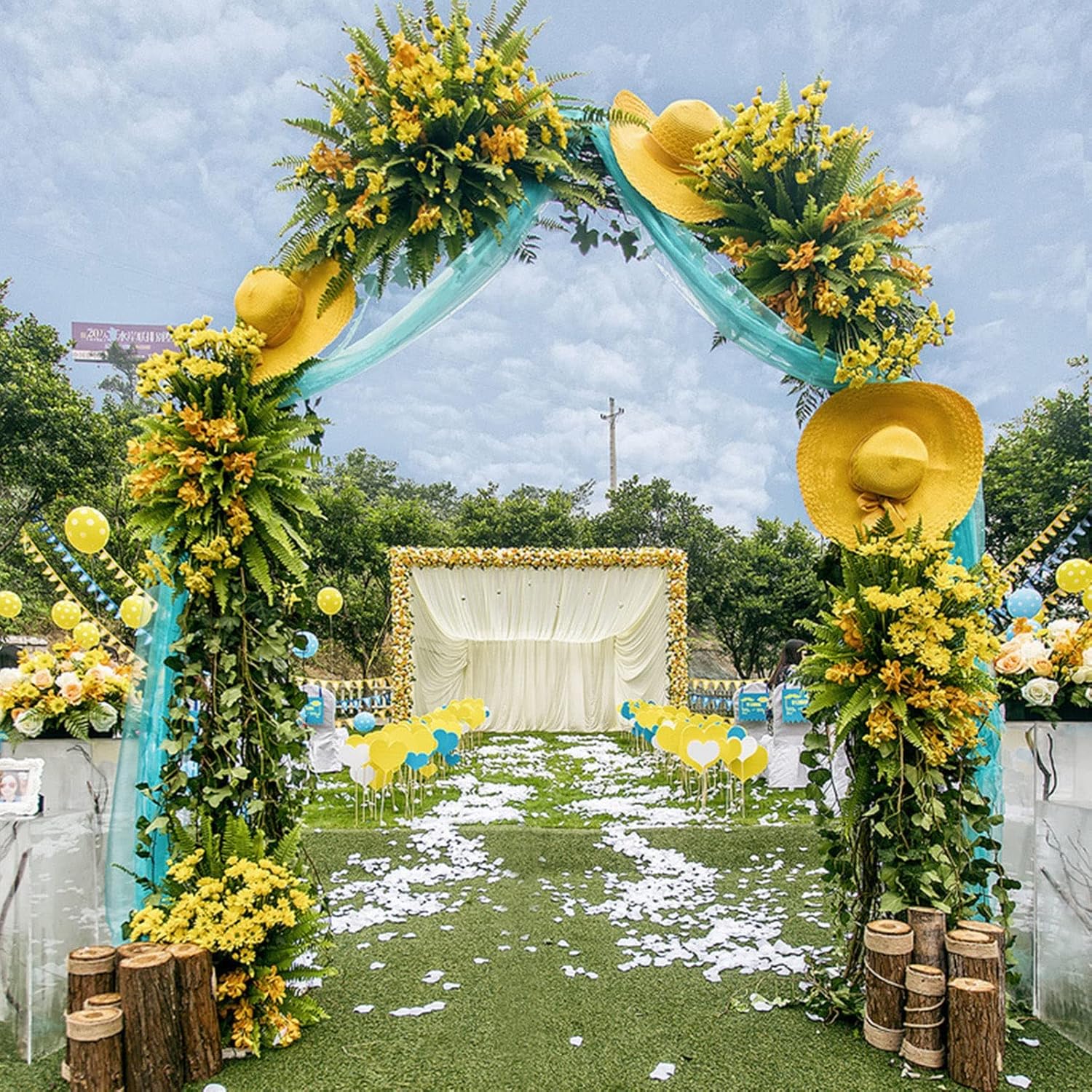 Wedding Arch Garden Arbors with Metal+PE Tube,for Garden Various Climbing Plants Wedding Party Decoration,Outdoor Garden Lawn Backyard Party Decoration Supplies (Size : 240 * 120 * 30cm)