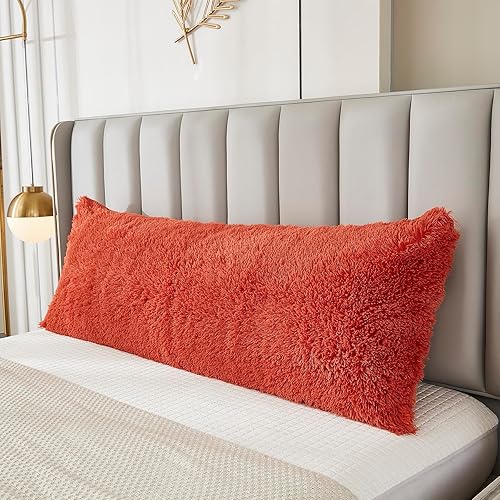 JAUXIO Funda de almohada de cuerpo esponjoso de pelo sintético, funda de almohada decorativa de felpa de lujo, ultra suave y acogedora, cierre de